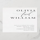 Modern Elegant Black & Gold Wedding Golden Folie Uitnodiging (Achterkant)