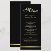 Modern Elegant Black Gold Wedding Menu (Voorkant / Achterkant)