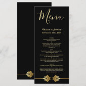 Modern Elegant Black Gold Wedding Menu (Voorkant / Achterkant)