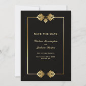 Modern Elegant Black Gold Wedding Save The Date (Voorkant)
