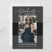 Modern | Elegant Black Grey 1 Photo Afstuderen Aankondiging (Voorkant)
