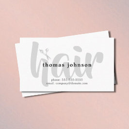 Modern Elegant Black Grey White Hair Stylist Visitekaartje