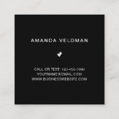 Modern Elegant Black Heart Hair Stylist Vierkante Visitekaartje (Achterkant)