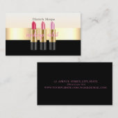 Modern Elegant Black, lipstick, Makeup Artist Visitekaartje (Voorkant / Achterkant)