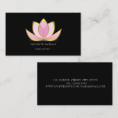 Modern Elegant Black Lotus Gold Visitekaartje (Voorkant / Achterkant)