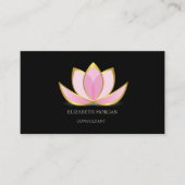 Modern Elegant Black Lotus Gold Visitekaartje (Voorkant)