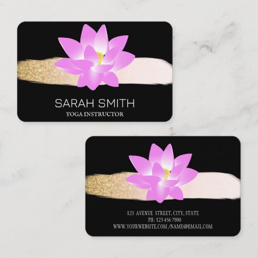 Modern Elegant Black Lotus Visitekaartje (Voorkant / Achterkant)