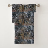 Modern Elegant Black Marble Gemstone Pattern Bad Handdoek (Insitu)