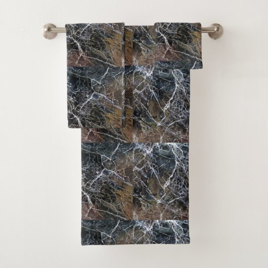 Modern Elegant Black Marble Gemstone Pattern Bad Handdoek (Insitu)