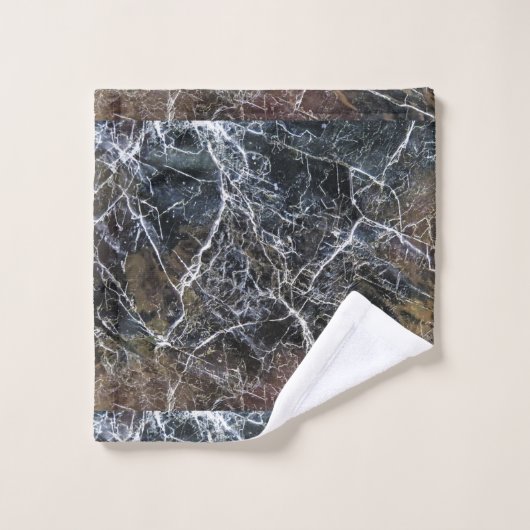 Modern Elegant Black Marble Gemstone Pattern Bad Handdoek (Wasdoekje)