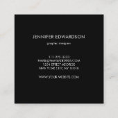 Modern elegant black marble professional vierkante visitekaartje (Achterkant)