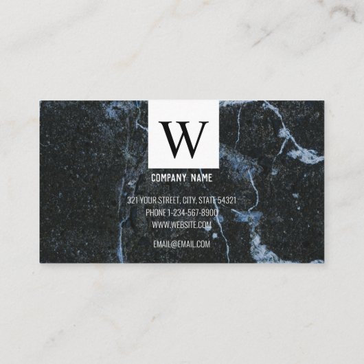 Modern Elegant Black Marble Professional Visitekaartje (Achterkant)