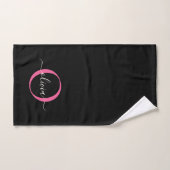 Modern Elegant Black Pink Monogram Script Name Bad Handdoek (Handdoek)