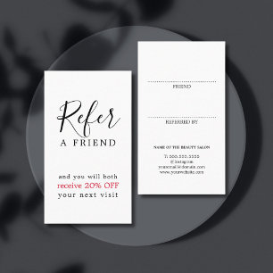 Modern Elegant Black Red Bold Beauty Salon Aanbevelingskaartje