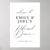 Modern Elegant Black Rehearsal Dinner Welkom Poster (Voorkant)