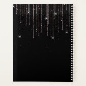 Modern Elegant Black Roos Gold Glitter Monogram Planner (Achterkant)