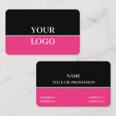 Modern Elegant Black Roze Visitekaartje (Voorkant / Achterkant)