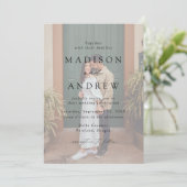 Modern Elegant Black Script 2 Photo Wedding Kaart (Staand voorkant)