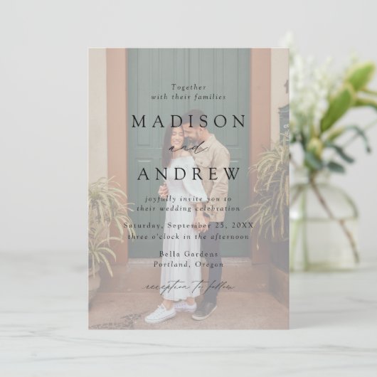 Modern Elegant Black Script 2 Photo Wedding Kaart (Staand voorkant)