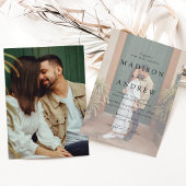 Modern Elegant Black Script 2 Photo Wedding Kaart