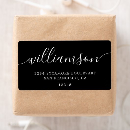 Modern Elegant Black Script Family Retouradres Etiket (Insitu)