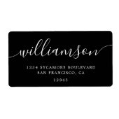 Modern Elegant Black Script Family Retouradres Etiket (Voorkant)