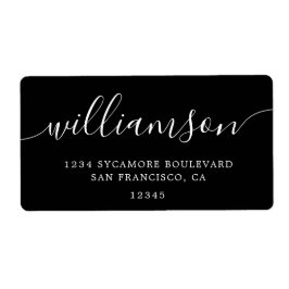 Modern Elegant Black Script Family Retouradres Etiket