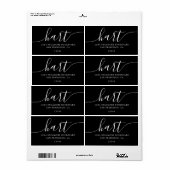 Modern Elegant Black Script Family Retouradres Etiket (Full Sheet)