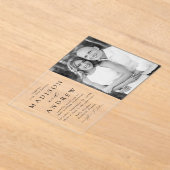 Modern Elegant Black Script Photo Wedding Acryl Uitnodigingen (Laagn)