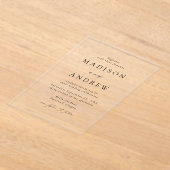 Modern Elegant Black Script Wedding Acryl Uitnodigingen (Laagn)