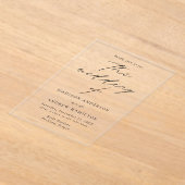 Modern Elegant Black Script Wedding Acryl Uitnodigingen (Laagn)