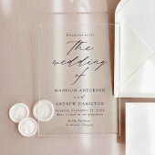 Modern Elegant Black Script Wedding Acryl Uitnodigingen