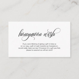 Modern elegant Black script Wedding Honeymoon Wish Informatiekaartje