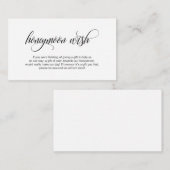 Modern elegant Black script Wedding Honeymoon Wish Informatiekaartje (Voorkant / Achterkant)