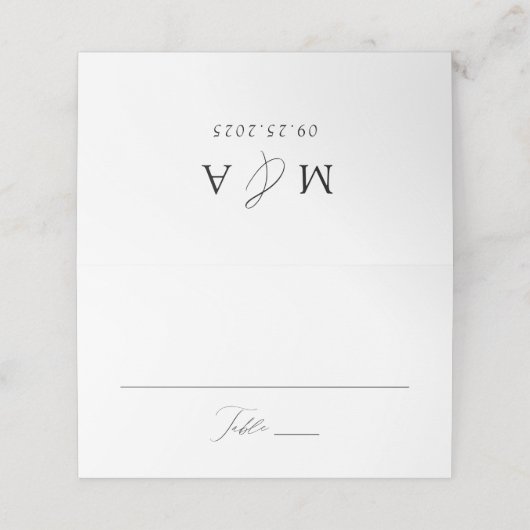 Modern Elegant Black Script Wedding Plaatskaartje (Buitenkant ongevouwen)