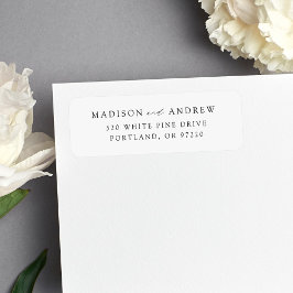 Modern Elegant Black Script Wedding Return-adres Etiket
