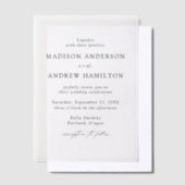 Modern Elegant Black Script Wedding Vellum Uitnodigingen (Offset)