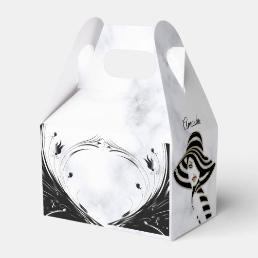 Modern Elegant Black Silhouette op White Marble Bedankdoosjes (Achterkant)