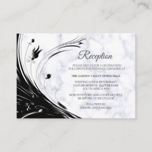 Modern Elegant Black Silhouette op White Marble Informatiekaartje