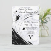 Modern Elegant Black Silhouette op White Marble Kaart (Staand voorkant)