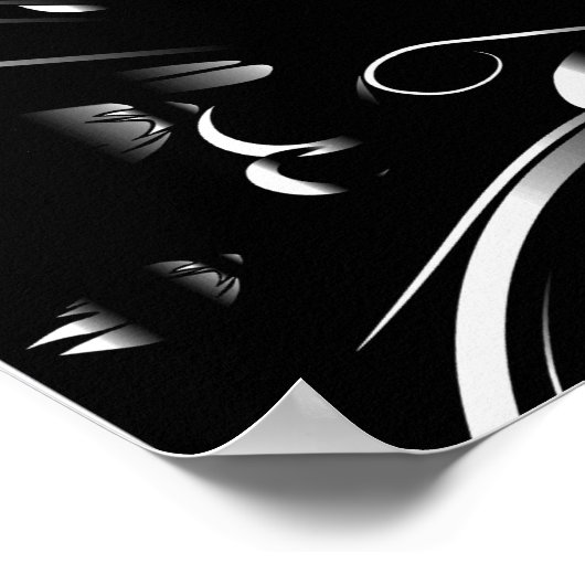 Modern Elegant Black Silhouette op White Marble Poster (Hoek)