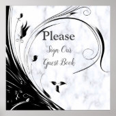 Modern Elegant Black Silhouette op White Marble Poster (Voorkant)