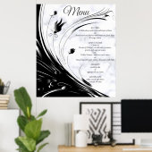 Modern Elegant Black Silhouette op White Marble Poster (Thuiskantoor)