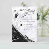 Modern Elegant Black Silhouette op White Marble RSVP Kaartje (Staand voorkant)