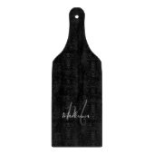 Modern Elegant Black Silver Gray Monogram Naam Snijplank (Voorkant)