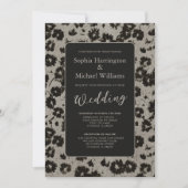 Modern Elegant Black Silver Wedding Invite QR Code Kaart (Voorkant)