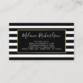 Modern Elegant Black Striped Coral Floral Visitekaartje (Achterkant)