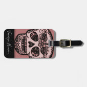 Modern Elegant Black Travel Sugar Skull Tattoo Bagagelabel (Voorkant horizontaal)