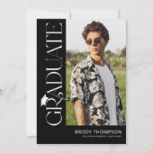 Modern Elegant Black & White 3 Photo Graduation Kaart (Voorkant)