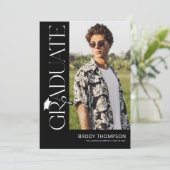 Modern Elegant Black & White 3 Photo Graduation Kaart (Staand voorkant)